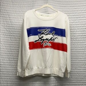 Karl Lagerfeld Men's Sweater with Red and Blue Accents
